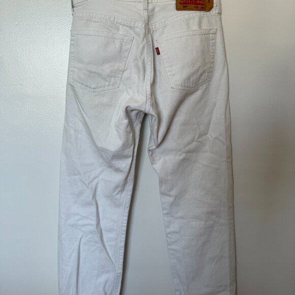 perfectly worn Levi's 501s straight leg white jeans 32x32 - Picture 4 of 4